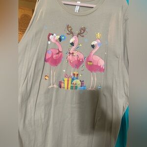 Christmas Flamingoes T-shirt Bella Canvas -4X